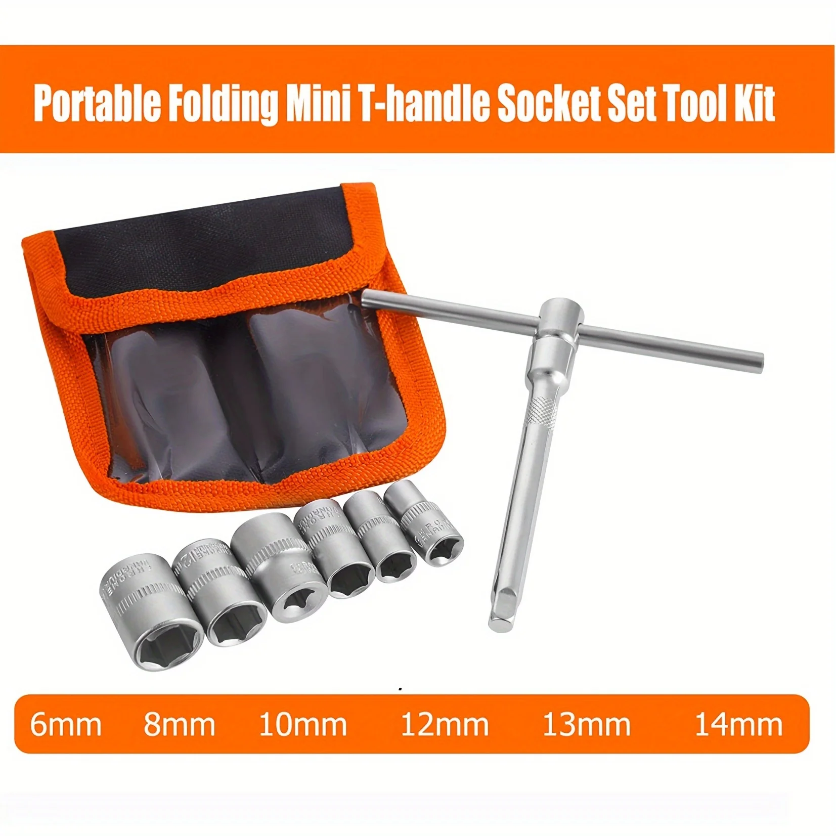 Folding Mini T-Handle Potable Socket Set, 1/4