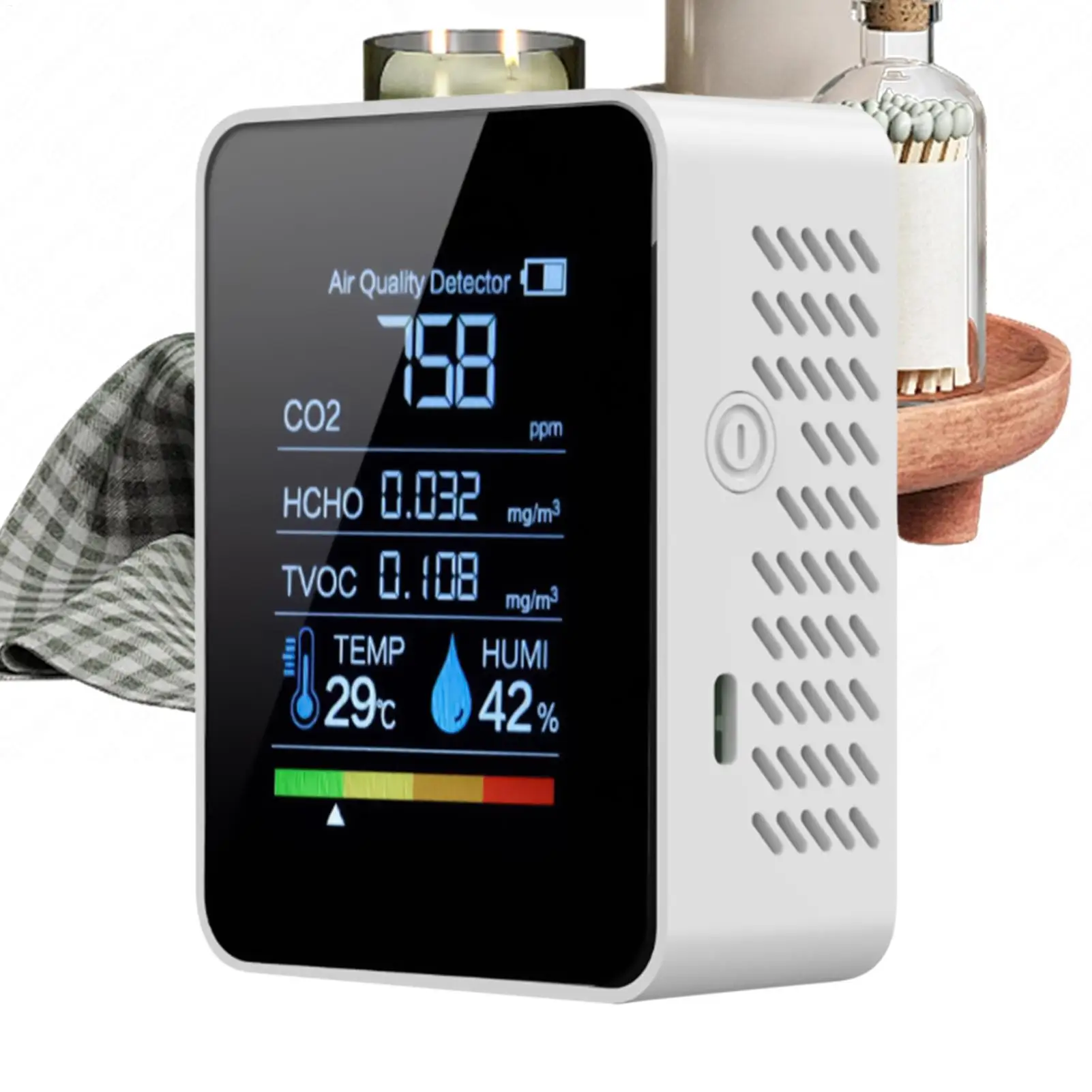 

Digital Air Quality Monitor 5-in-1 CO2 Meter TVOC HCHO Temperature Humidity Tester Home Carbon Dioxide Detector