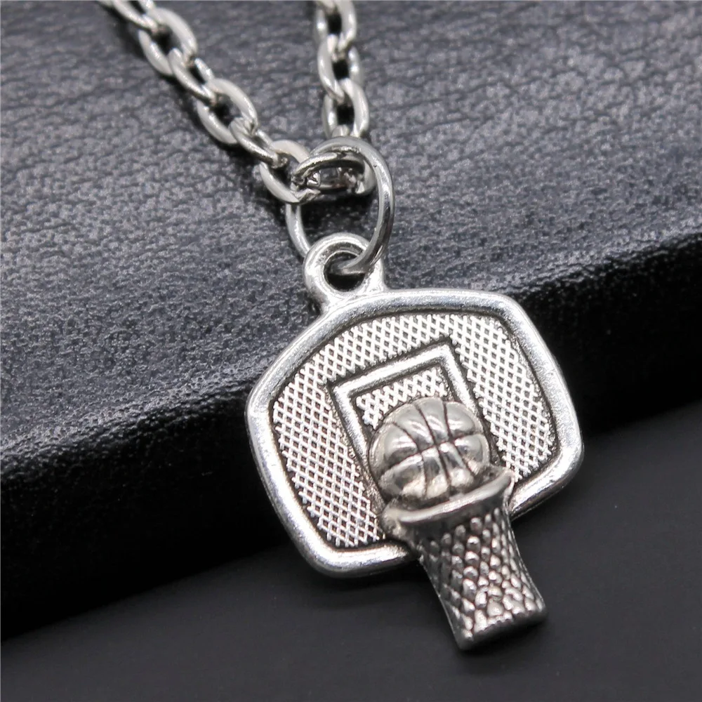 Dropshipping Antique Silver Color 20x15mm Basketball Pendant Necklace For Women