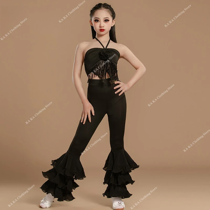 

Latin Dance Dress Girls Cha Cha Rumba Tango Samba Salsa Dance Clothes Child Competition Ballroom Dance Dresses Standard Kids