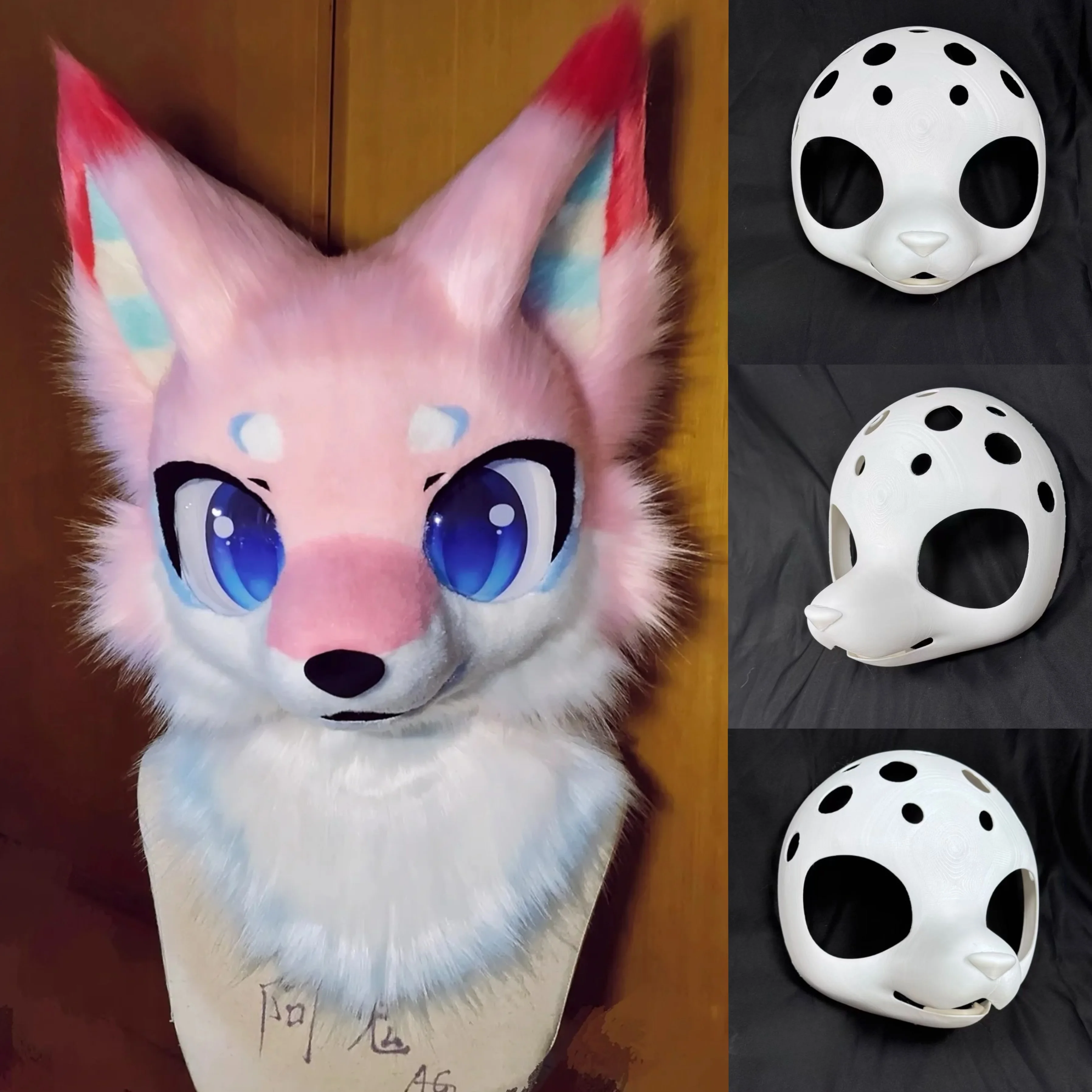 

Original PLA 3D Printed Kemono Base Mask Animal Skull Cute Furry Long Snout Cat Dog Universal Skull