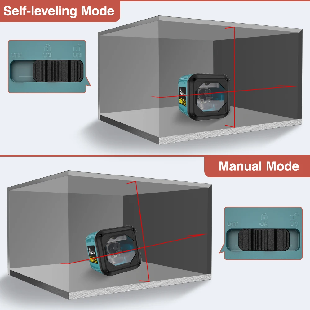 Imagem -03 - Decteam-horizontal e Vertical Cruz Linhas Ferramenta de Nível Laser Feixe Vermelho Auto-nivelamento Cruz Faça Você Mesmo Portátil Presente C011r