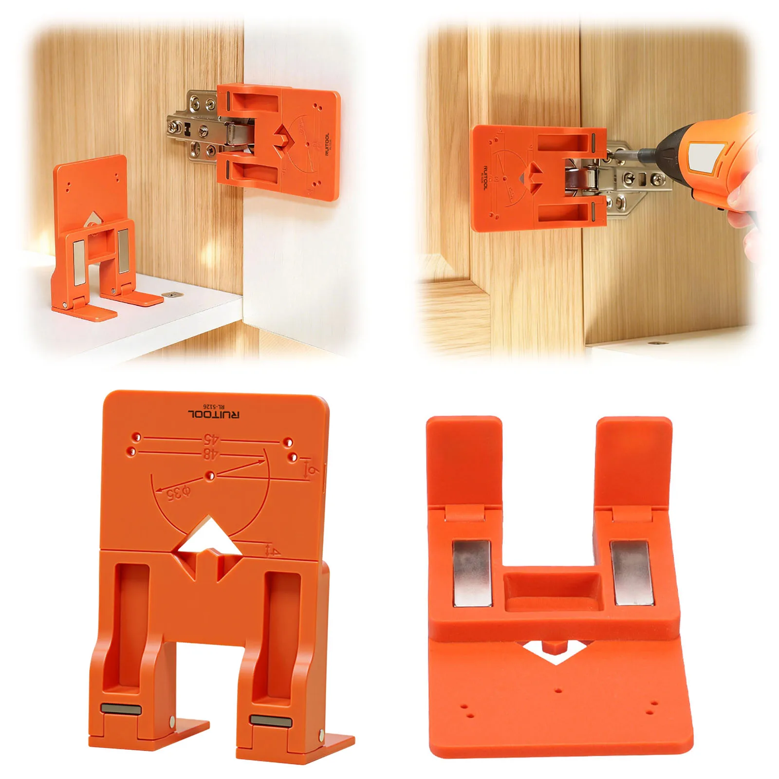 Magnetic Cabinet Hinge Jig Leveling Alignment Mounting Assist Cabinet Door Hinge Gasket for Professional Woodworkers Women Men