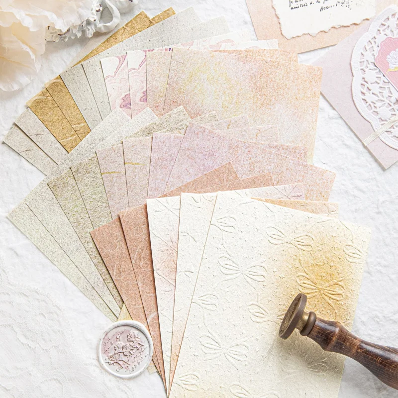1pack/23pcs Embossed Material Paper with Gradient Decoration, DIY Handmade Album Scrapbooking Decorative Paper Supplies