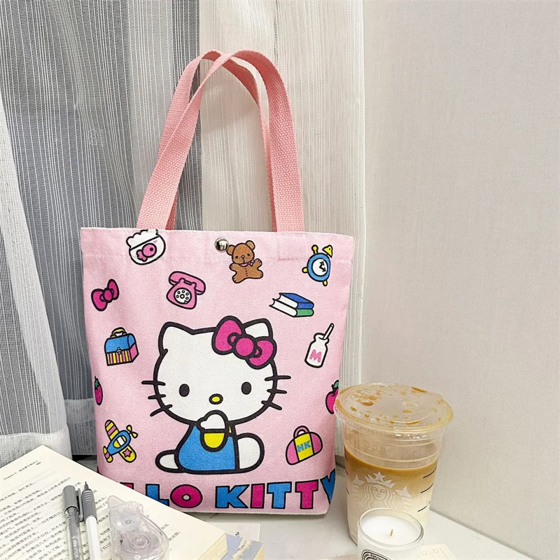 

Cartoon New Hello Kitty Bag Handbag Women's High Beauty One Shoulder 2024 New Cute Large Capacity Commuting Canvas Bag Gift