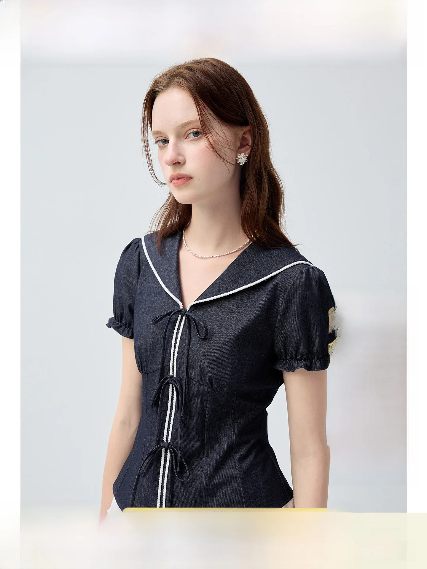 

Rui plus Size Women's Shirt Stand Collar Slim Fit Short Sleeve T-Shirt Korean Style Commute Fashion Breathable Skin-Friendly