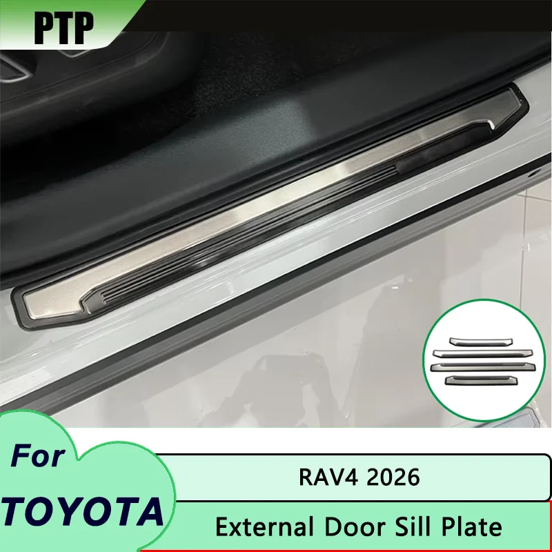 

Anti Scratch Protector Stainless Steel Car Exterior Door Sill Plate Silver Threshold Guard Accessories For Toyota RAV4 2026