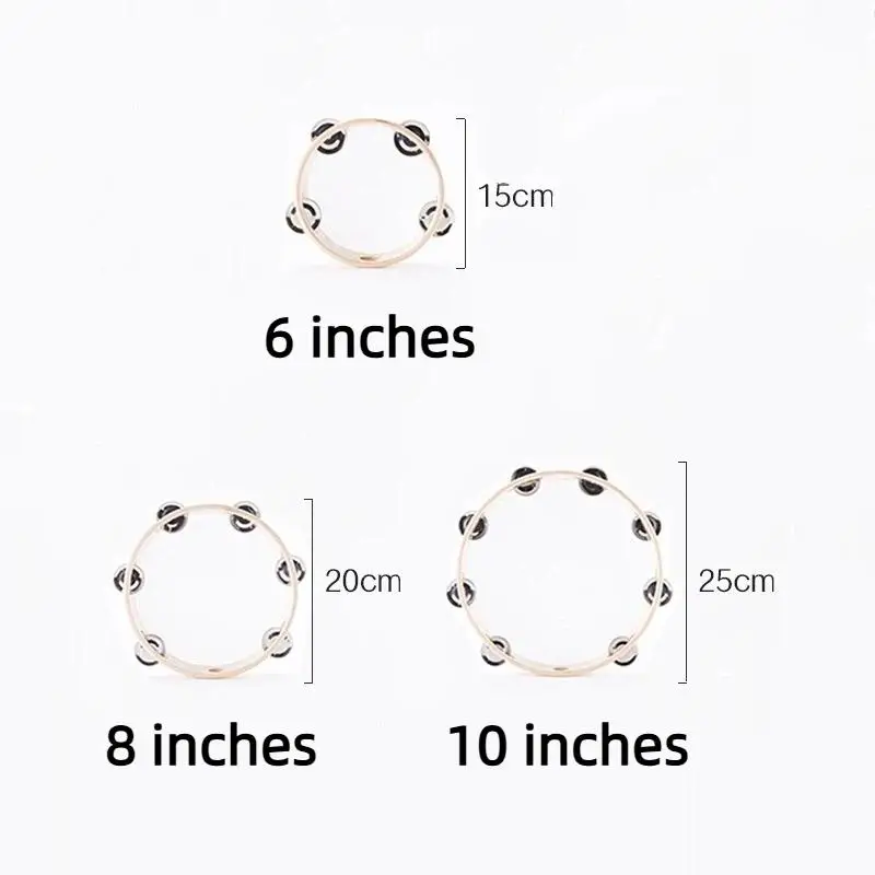 @*Plastic Hand Held Tambourine for Children 6/8/10 Inch Percussion Drum Bell Educational Toy for Preschool Music Class