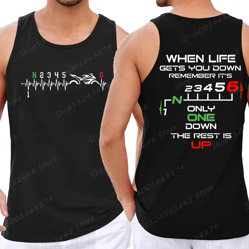1N23456 Motorcycle Speed Print Tank Top For Men Summer Vest Male Sleeveless T-shirts Motorcycle Print Cotton Vest Men's Clothing