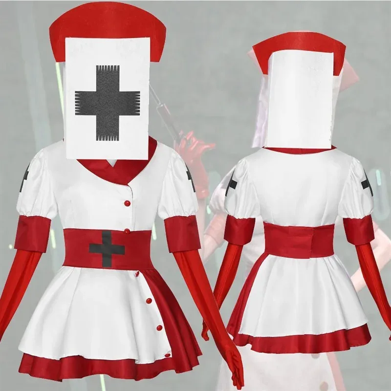 لعبة الظلام ريبر ممرضة الخداع الكبار النساء تأثيري فستان مُصمم حسب الطلب مثير قبعة قفازات الجوارب الرعب هالوين كرنفال البدلة وتتسابق