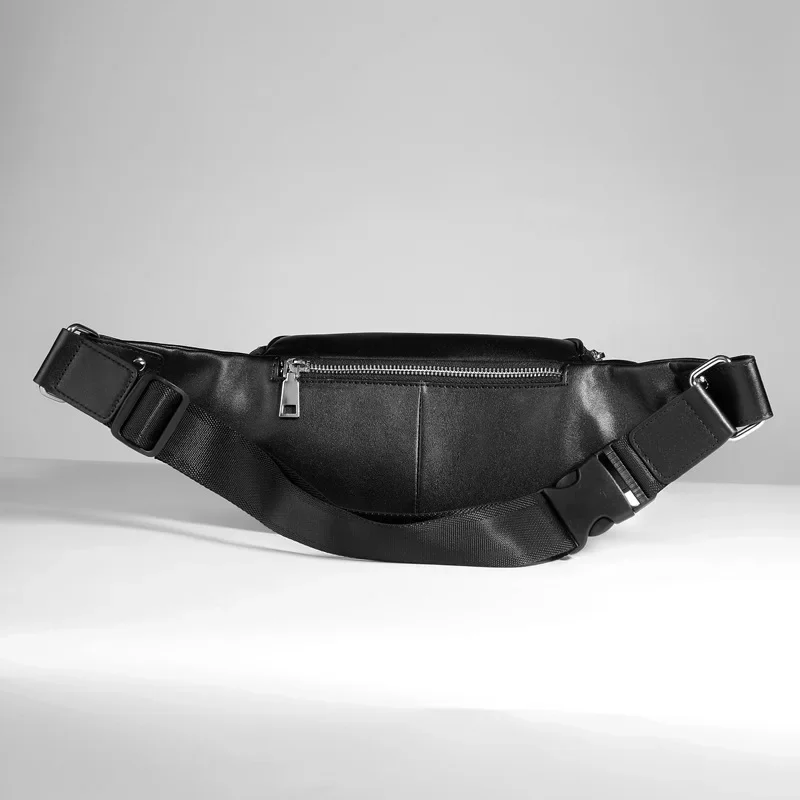 Men Leather Waist/Shoulder Bag Boy Super Nice Multifunctional Storage Bag Daily Outings Fashion Cowhide Chest Waist Bag