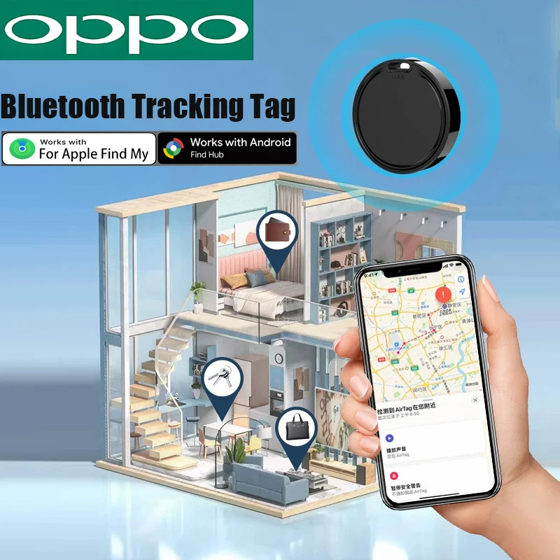 

OPPO New Dual System Tracker for iOS or Android Bluetooth Tracking Tag Item Locator work with iOS Find My or Google Find Hub App