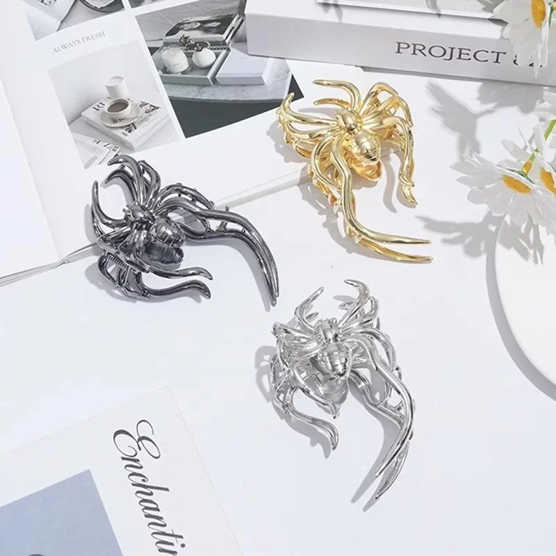 Heavy Metal Punk Style Spider Double-sided Grab Clip Retro Personality Fashionable Youth Hair Clip Headdress for Women