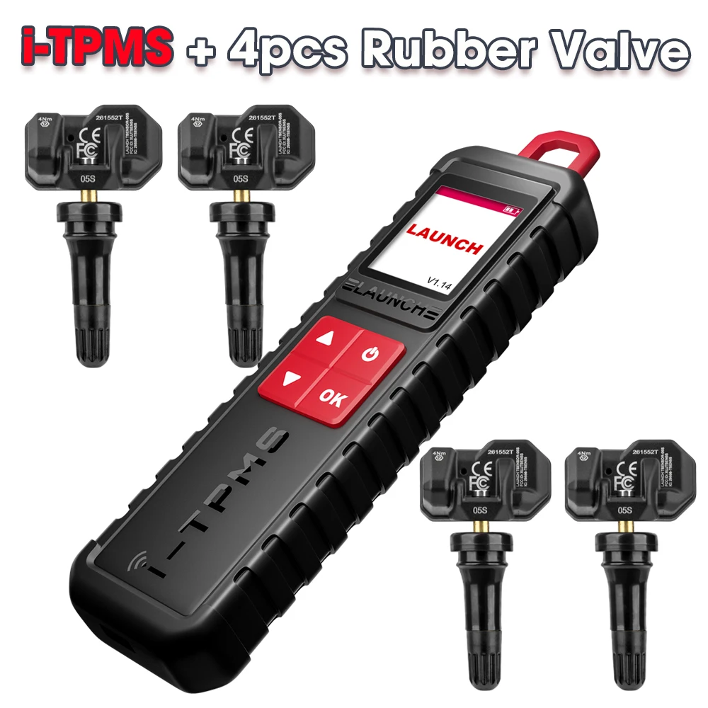 Launch X431 i-TPMS Reifendruck-Diagnosegerät mit Gummiventilsensor, aktives Programm zum Wiederlernen, 315/433 MHz Sensor für Android /X431 V pk TSGUN TPMS Service-Tool