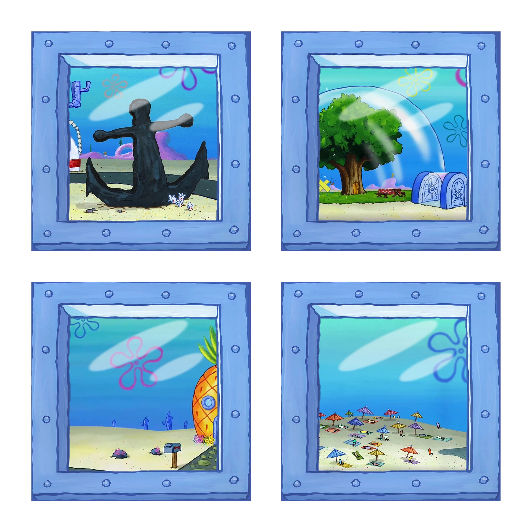 

4-пакет наклейки на стену с подводным океанским иллюминатором-мультяшный декор комнаты, крутой для мальчиков и девочек, общежитие, спальня для подростков