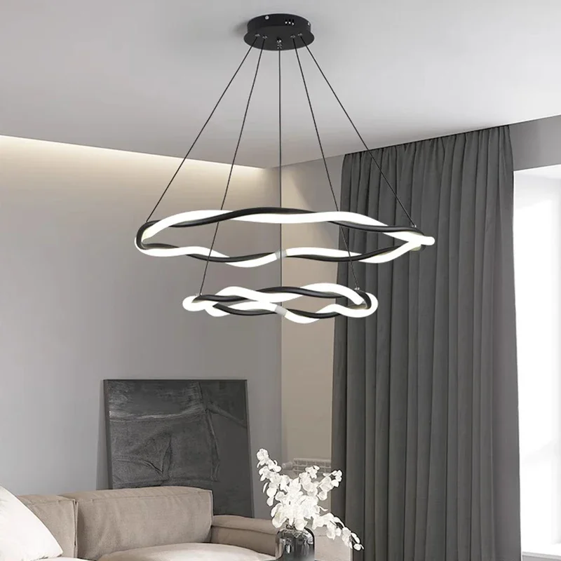 Modern Ring Home Decor Led Pendant Lights Metal Dimmable for Living Dining Table Room Bedroom Lamp Art Hanging Light Fixture
