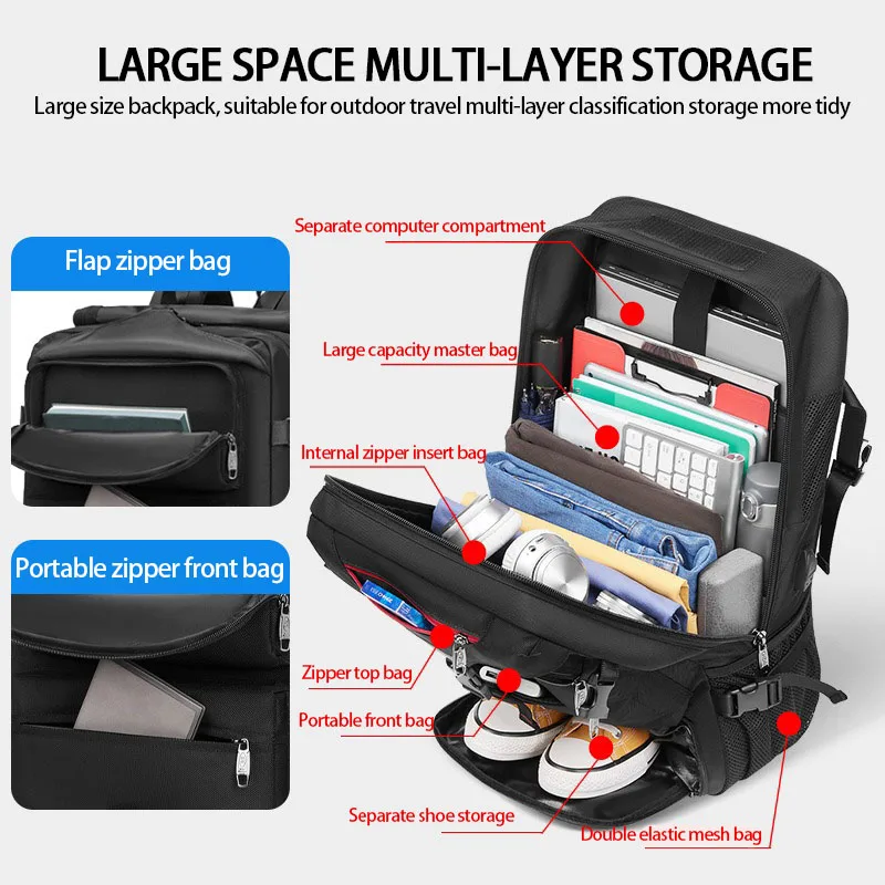 New Travel Backpack Laptop Bag Multifunctional Waterproof Anti Theft Bag Outdoor Large Capacity Backpack Mochila