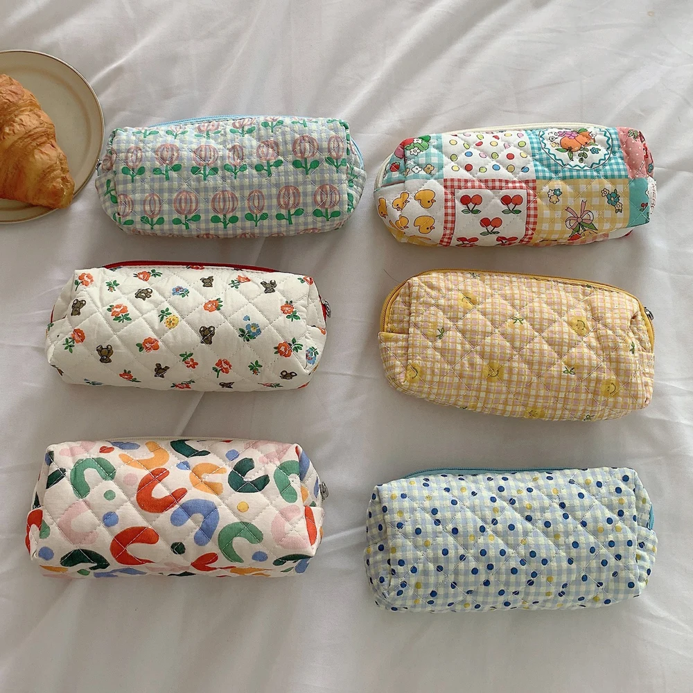 Liberty Small Makeup Bag Quilt Cotton Canvas Women Zipper Cosmetic Organizer Cute Make Up Pouch Portable Toiletry Pencil Case