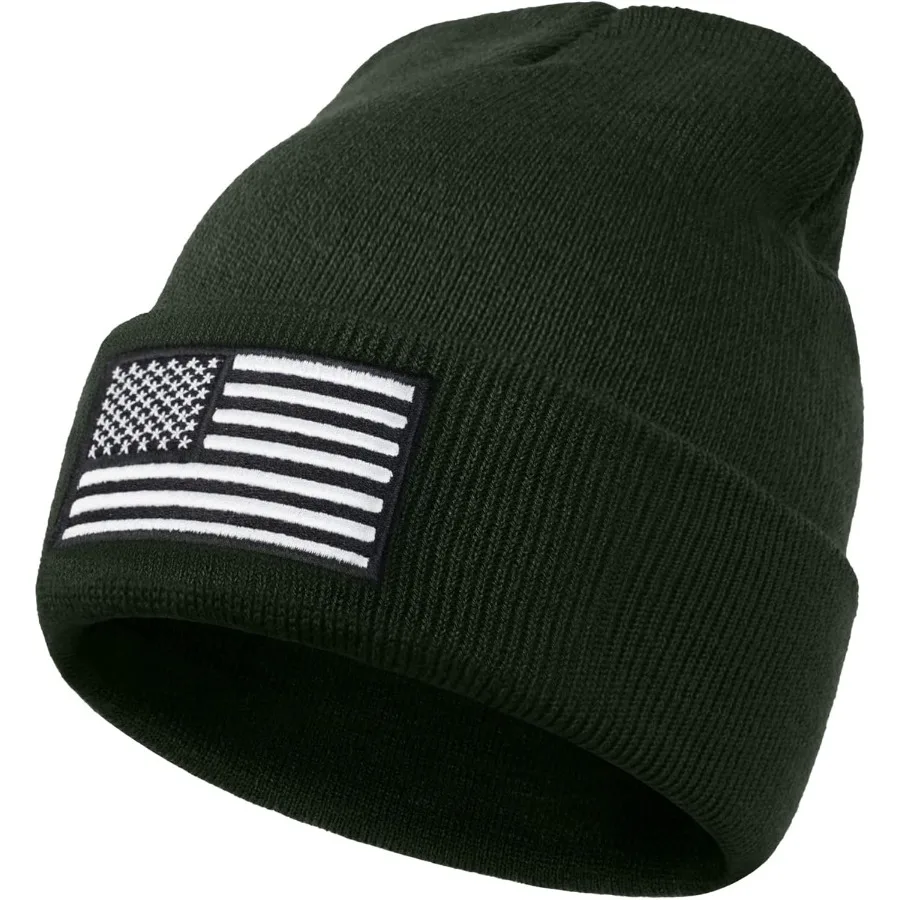 

American Flag Embroidered Beanie Winter Hat for Men Women Multi-Season Military Tactical Gear Police Army Winter Warm Hat