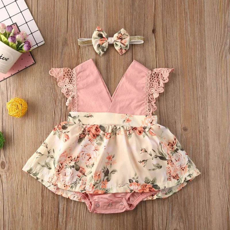 Vestido de bebê menina, 2 peças, flor vermelha, roupas de bebê recém-nascido, vestido de renda, saia de princesa, roupas de 0-24 meses, vestido de princesa