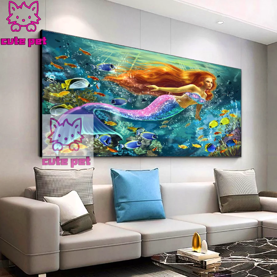 Fantasy girl Diy Diamond Painting Deep sea mermaid Embroidery Diamond Cross Stitch full rhinestone Underwater World Decor mosaic