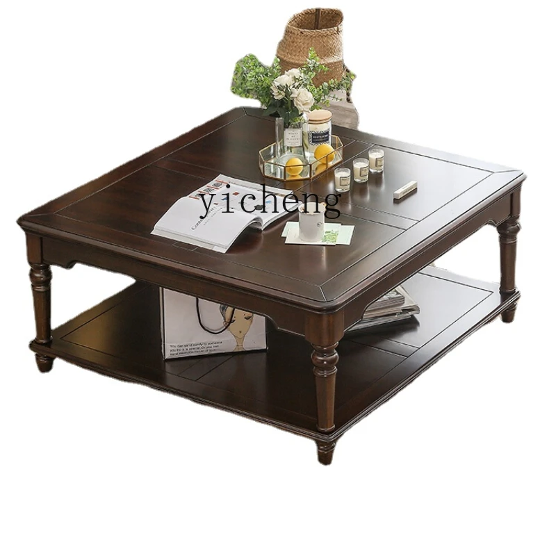 

Zk Solid Wood Coffee Table Retro Conference Light Luxury and Simplicity Large Apartment Living Room Square Tea Table