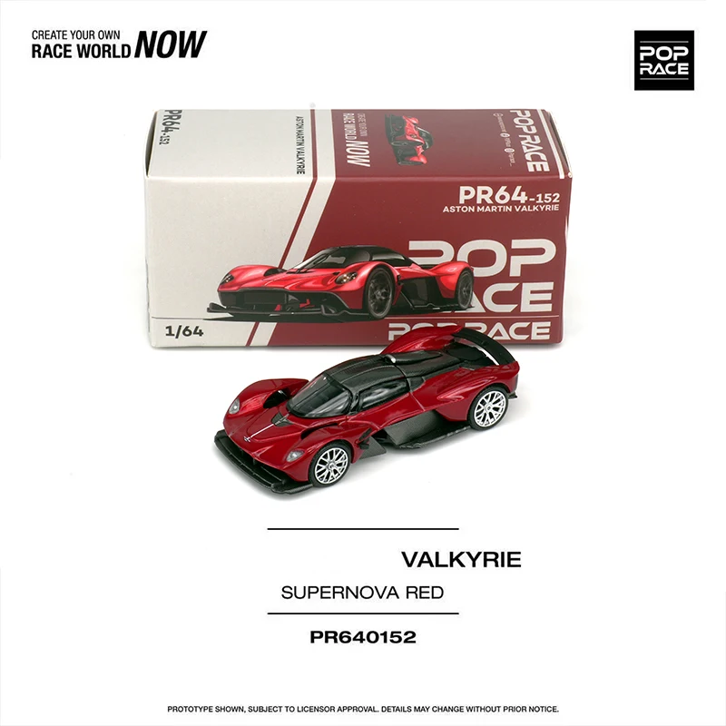 

POP Race 1:64 Valkyrie V12 Supernova Red Openable Hood Diecast Diorama Car Model Toy
