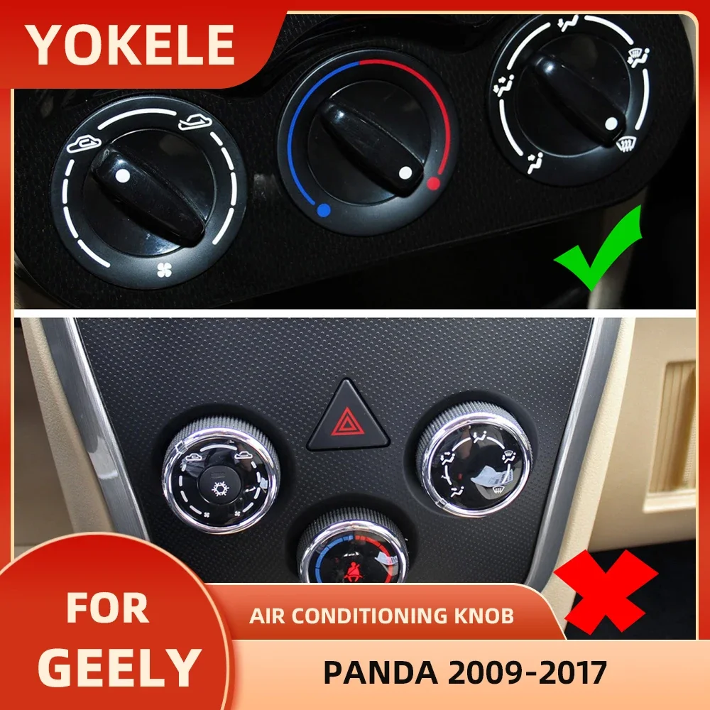 Aluminum Alloy Car AC Knob Air Conditioning Heat Control Switch Button Knobs For Geely Panda 2009 - 2017 Replace Accessories