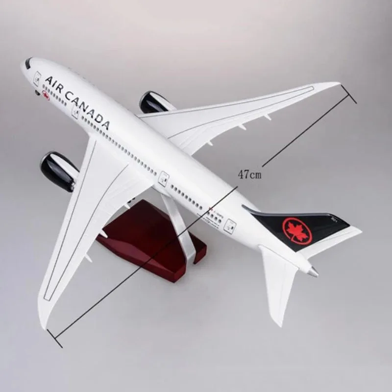 Scale 1/130 Resin Aircraft Model B787 Air Canada 43cm Toys Airplane Diecast With Wheels LED Lights Aviation Collectible Gifts
