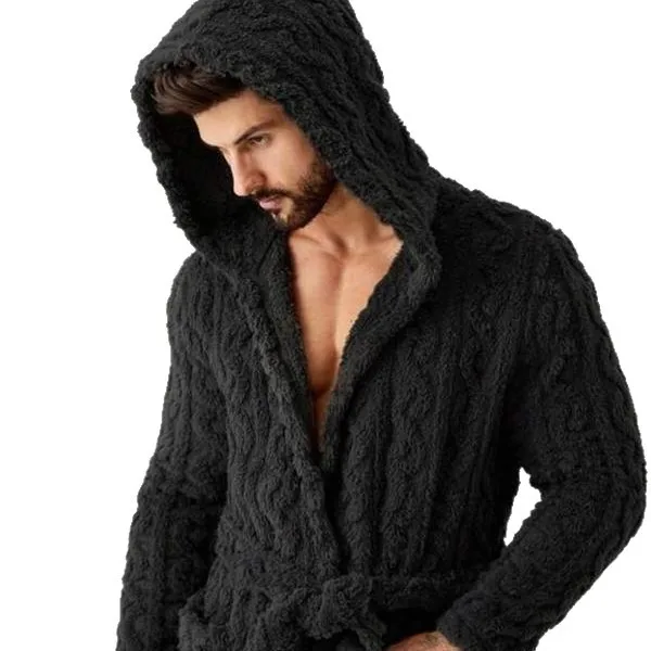 New Men's Bathrobe Loungewear Casual Wear Robe Men’s Pajama Sets Long Sleeves Hooded Warm Bath Velvet Homewear XL Size Casual