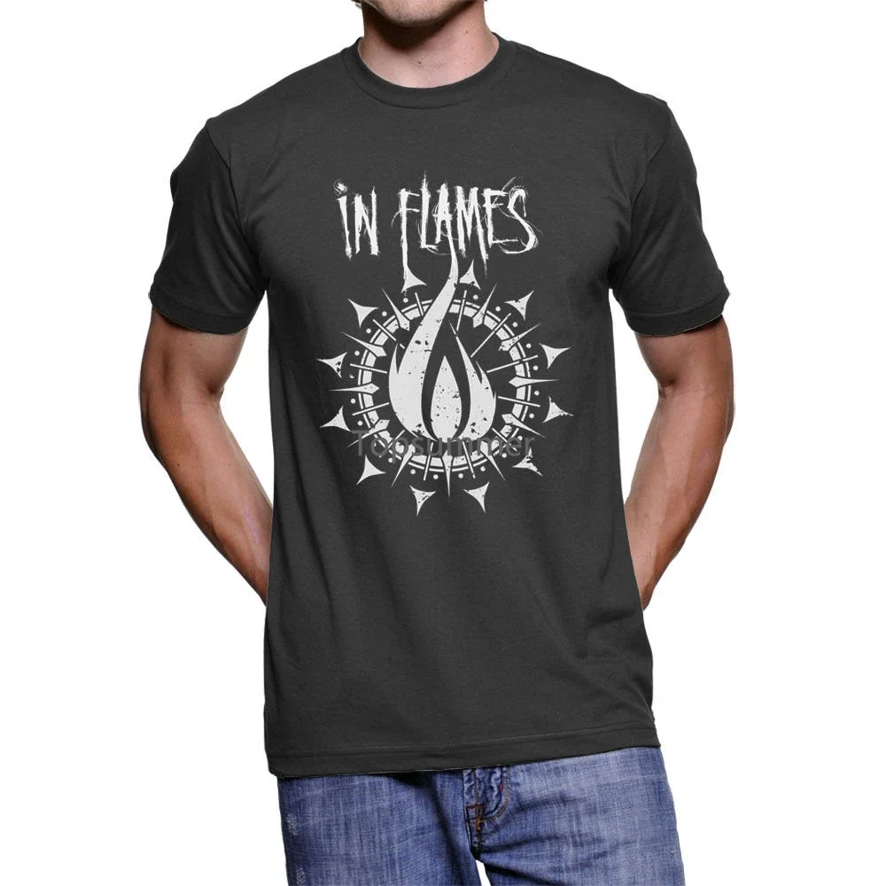 Male Best Selling T Shirt Short Sleeve Printing Machine O-Neck Mens In Flames Swedish Metal Band T Shirts