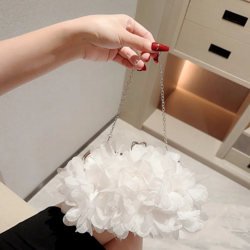 Wedding Dress Bag White Bride Clutches Ladies Party Handbag Woman Evening Flower Bags Floral Wedding Clutch