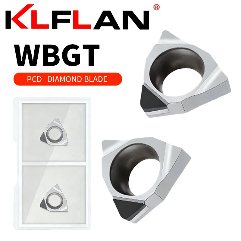 

KLFLAN PCD Diamond CNC Inserts WBGT060101 WBGT060102 WBGT060104 For Machining Copper Aluminum And Wood Used For Lathe Tools