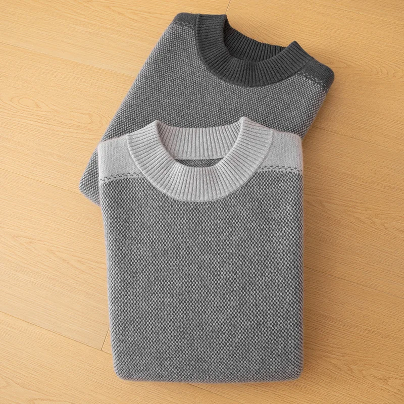

Thick Luxury Men's 100% Cashmere Sweater Autumn Winter O- Neck Thick Warm Pullover Casual Smart Jumpers Soft Knitwear Top