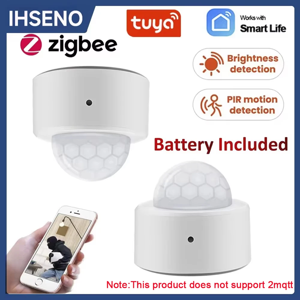 Tuya Zigbee Motion Sensor 2 in 1 Human Presence Sensor + Bright Lux Light Sensor Smart Home PIR Detector Zigbee Hub Required