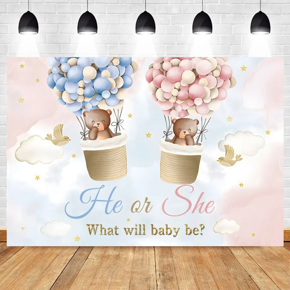 Gender Reveal Party Photography Backdrops Boy Or Girl Baby Shower He Or She Decor Background Photocall for Photo Studio