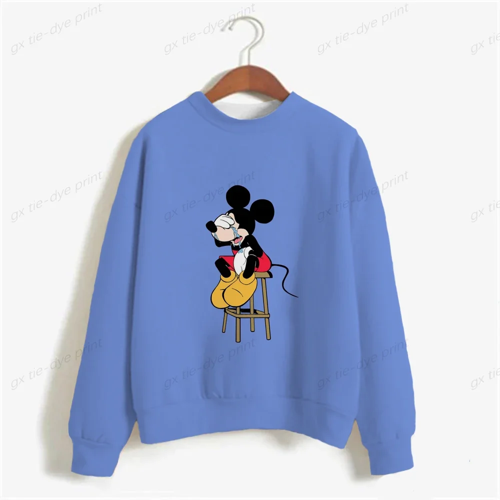 Korea New Women\'s Basic O Neck Sweatshirt Spring Disney Minnie Mouse Print Hoodie 2024 Girls Casual Harajuku Pullover