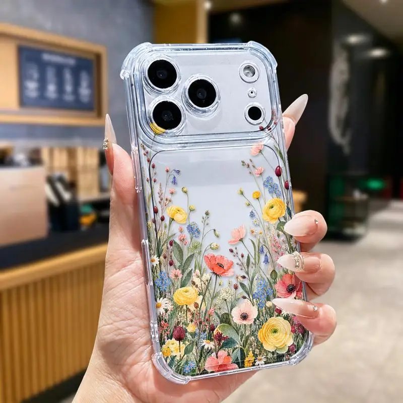 Transparent Phone Case For Samsung Galaxy A57 A56 S25 S26 S24 Plus Ultra A55 A37 A36 A06 A17 A27 Silicone Colorful Floral Cover