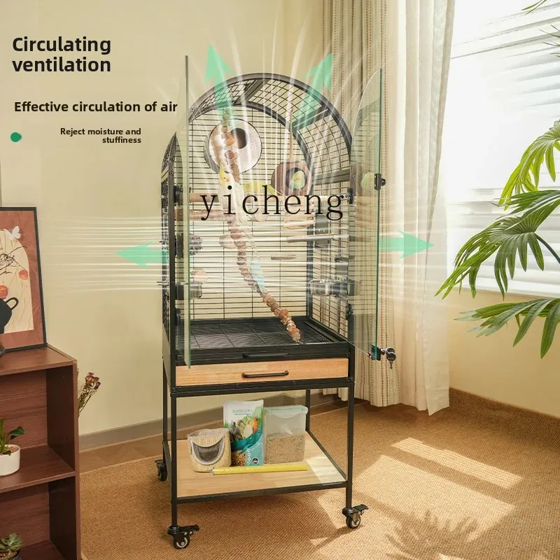 

TQH Garden Luxury Parrot Cage Large Household Solid Wood Splash-proof New Bird Villa living room decoration