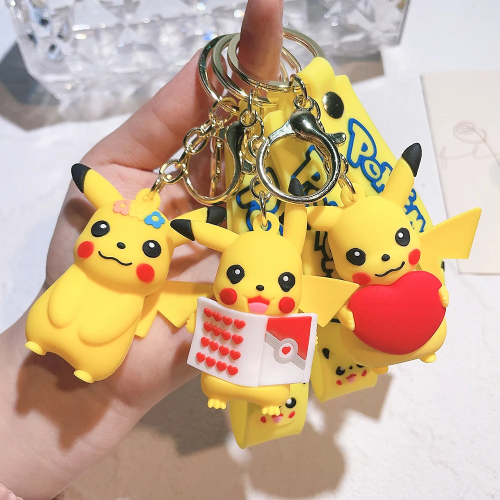 Pokemon Keychain Pikachu Anime Action Figure Toy Kawaii Cartoon Fashion Charmander Psyduck Doll Keyring Car Bag Pendant Kid Gift