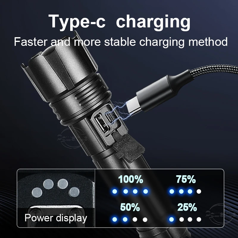 9000000LM ضوء قوي مصباح ليد جيب الترا برايت مصابيح قابلة للشحن IPX6 مقاوم للماء مصابيح كاشفة قابلة للتكبير مصباح التخييم في الهواء الطلق #3