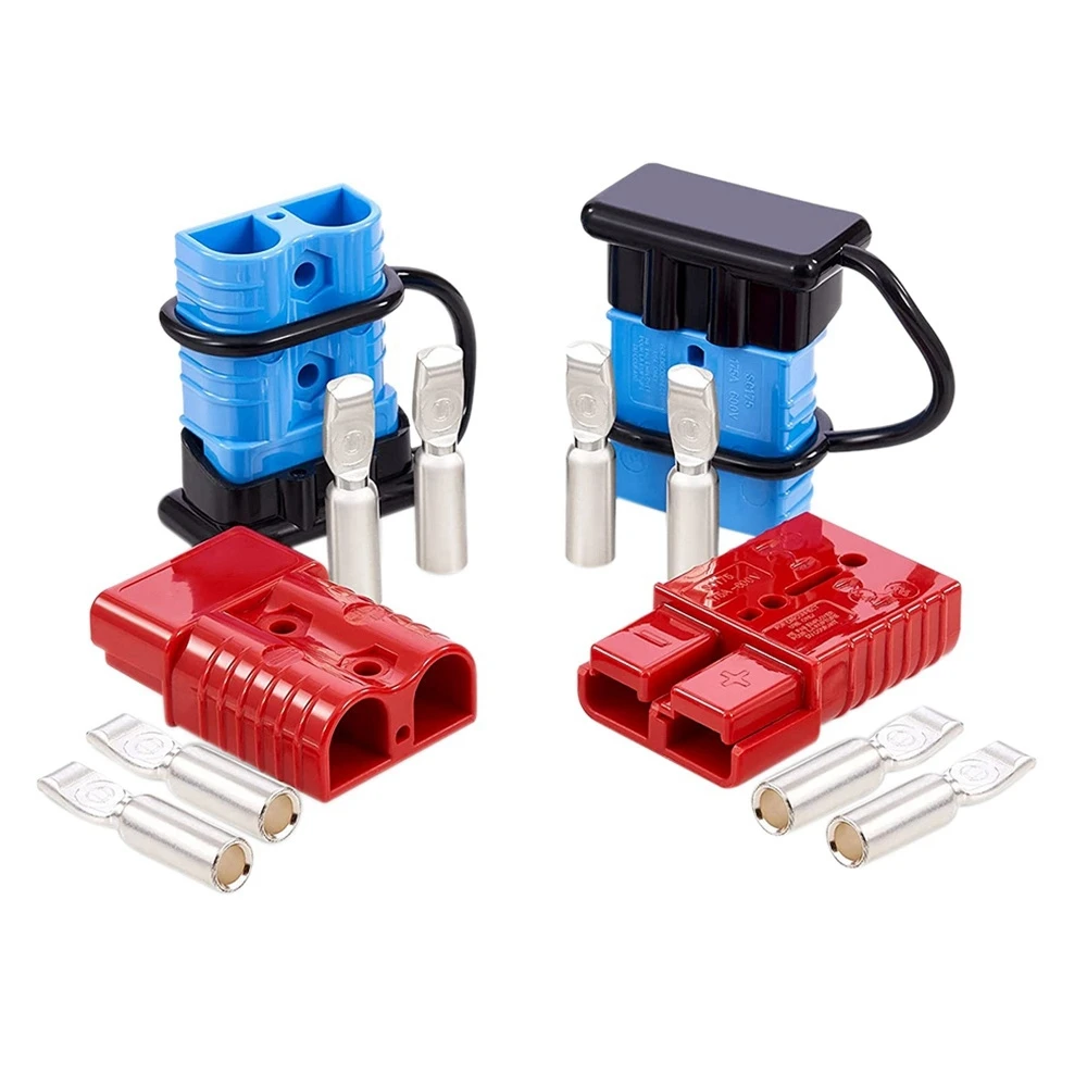 4Pcs 2-4 AWG 175A Battery Power Connector 12-36V Cable Quick Connect Disconnect Kit for Car Bike ATV Winch Trailer Blue