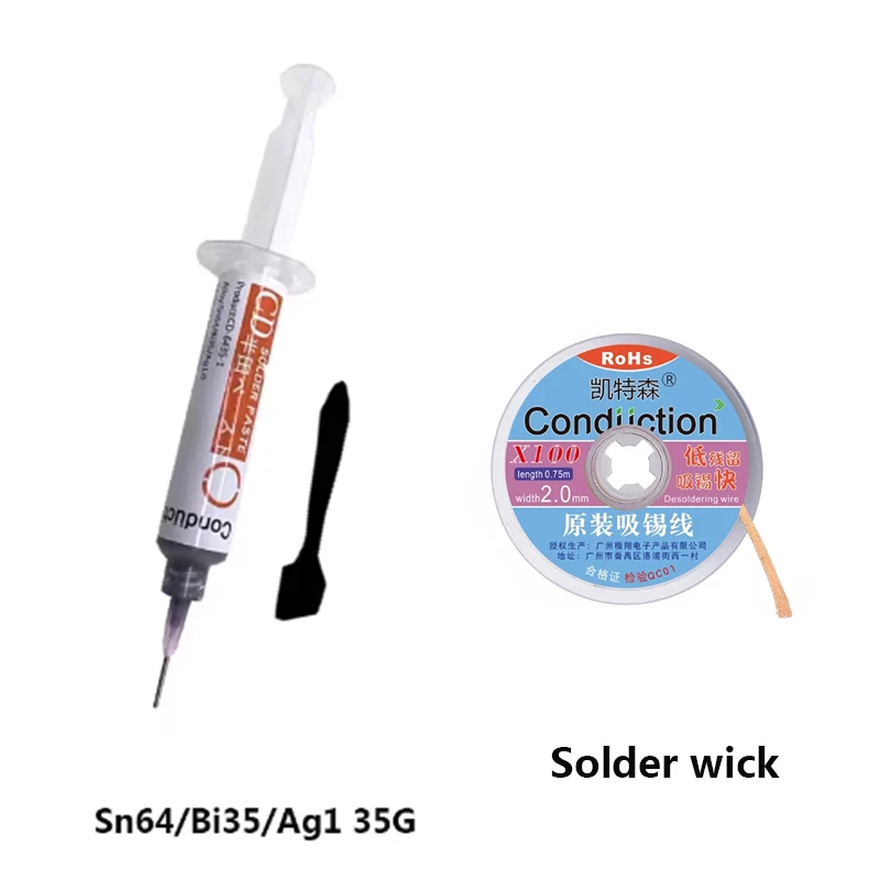 Pasta de solda de prata de temperatura média sem chumbo sn64ag1bi35 para bga smd remendo reparação de telefone componente de fusão ponto de soldagem 183 ℃