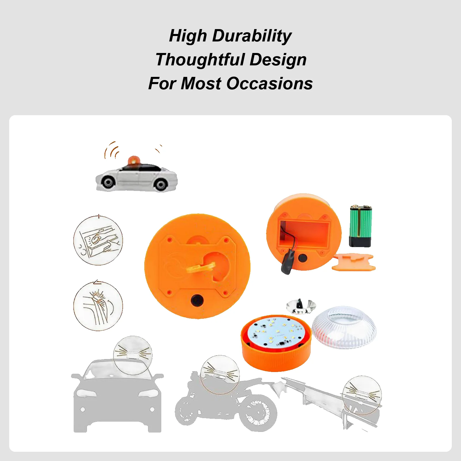 

LED Strobe Lights Magnetic LED Lamp Warning Caution Lights For RV Roof Motorcycle Truck Car Roadside Cycling