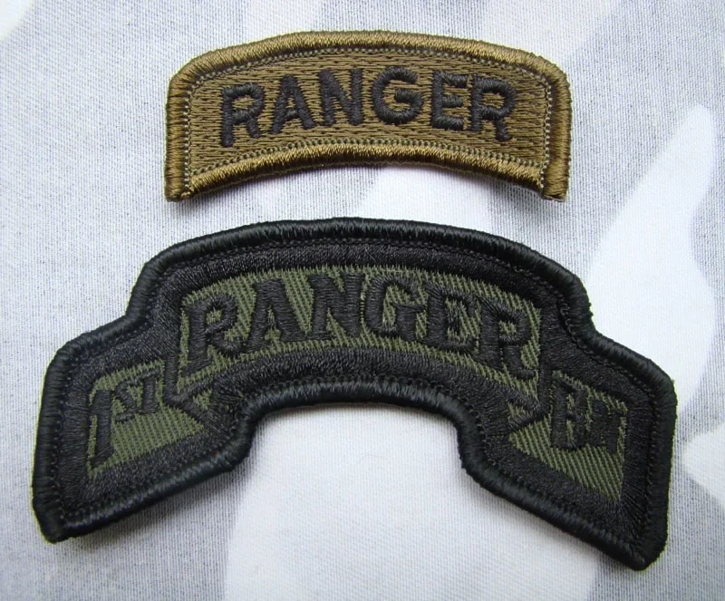 US ARMY 1ST BN RANGER TABS - 2 PIECES ACU PATCH GREEN OD BADGE JACKET MILITARY PATCH  Reenactment