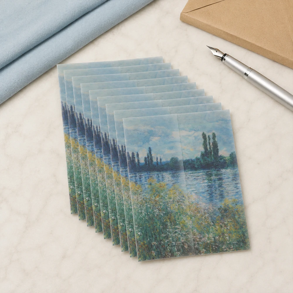 20Pcs Oil Painting Vellum Paper Jackets,Landscape Art Print Translucent Vellum Inserts for Wedding Invitation Envelope,DIY Party