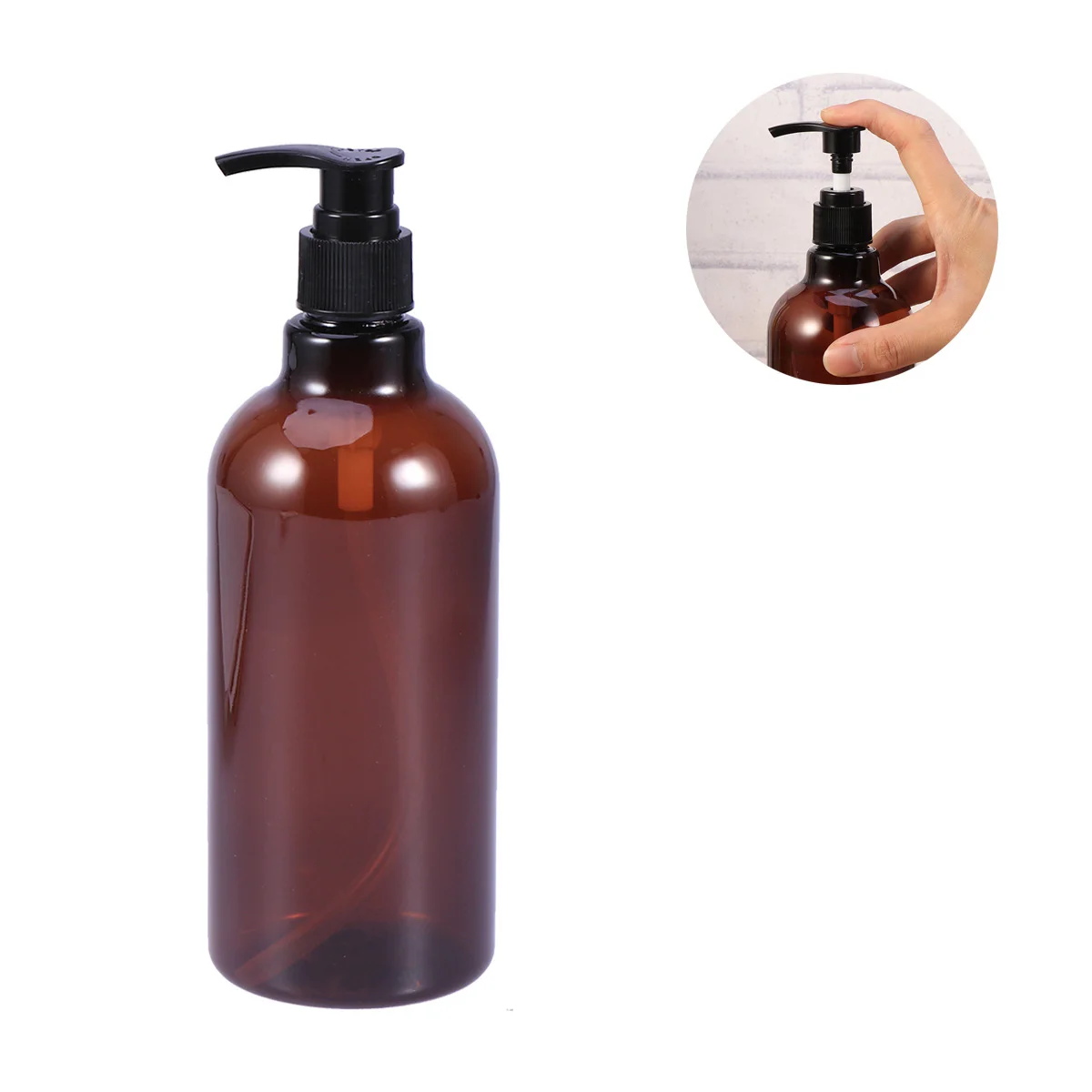 

2pcs 500ml Screw Pump Bottles Essential Oil Liquid Makeup Dispenser Refillable Bottles (Brown Bottle and Random Color Pump)