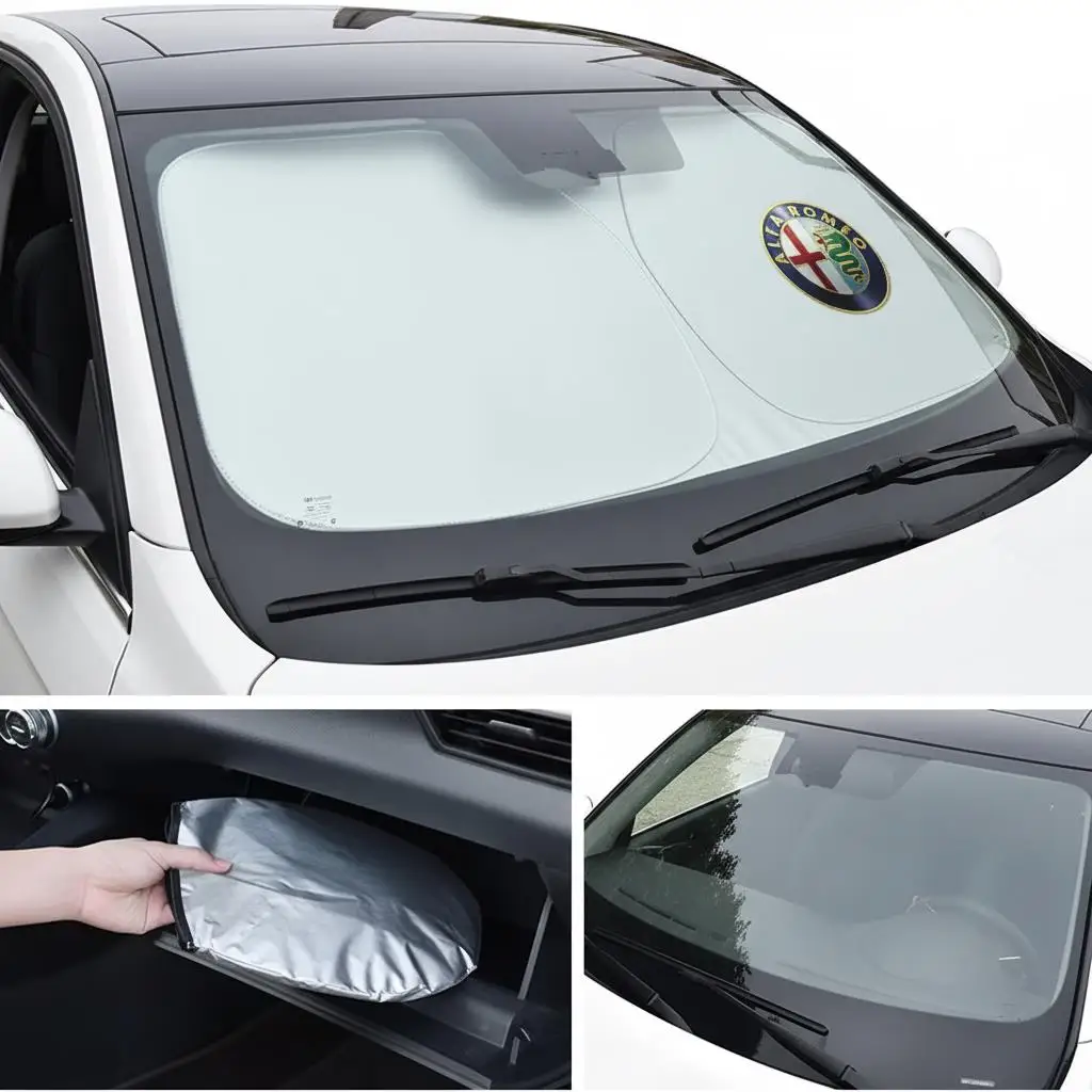 For Alfa Romeo Giulia Stelvio Giulietta 156 159 147 Mito Tonale GT Windshield Sunshade Sunvisor Protector Foldable Blocks UV Ray
