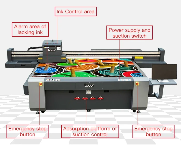 Locor 2513 uv flatbed printer Ricoh Gen5 Gen6 head large format board glass door printing machine