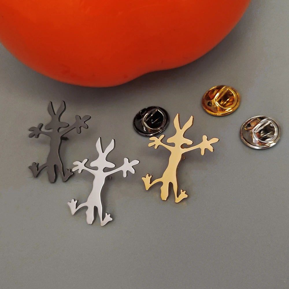 Cartoon Rabbit 18K Gold-Plated Badge, Personalized Crazy Rabbit, Stainless Steel Waterproof Brooch, Animal Brooch, Holiday Gift
